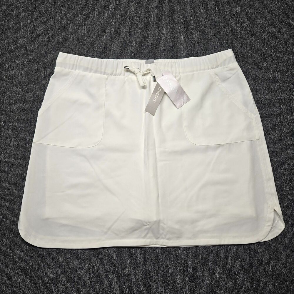Chico’s Zenergy Neema Skort Sz 2.5 (US 14) White Pull‑On Stretch Golf NWT